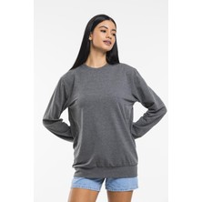 Süperlife Kadın Bisiklet Yaka Regular Kalıp Ince Pamuklu Sweatshirt SPR21K30