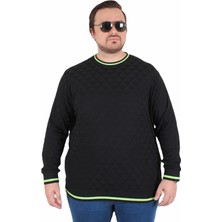 Starbattal Erkek Sıfır Yaka Triko Kazak Siyah Casual Stil Diamond 25200