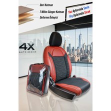 Bmw 5 Serisi 520 Uyumlu Oto Koltuk Kılıfı Deri, Kumaş Premium Kırmızı Siyah