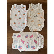 3 Adet Kolsuz Bebek Badi Body Zıbın Alttan Çıtçıtlı Bisiklet Yaka Yenidoğan