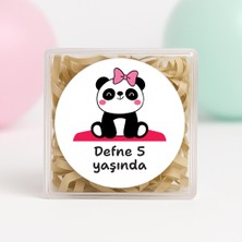 Kişiye Özel Temalı Pembe Panda Doğum Günü Temalı Baskılı Yapışkanlı Etiket 4 cm Yuvarlak 24 Adet