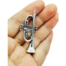 Trompet Broş – Müzisyen Takı, Enstrüman Temalı Nostaljik Aksesuar Broş