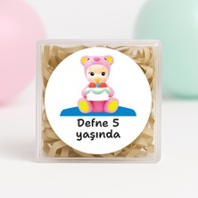 Kişiye Özel Sonny Angel Temalı Doğum Günü Temalı Baskılı Yapışkanlı Etiket 4 cm Yuvarlak 24 Adet