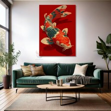 Kanvas Tablo Ev Ofis Duvar Tablosu Koi Kırmızı Mavi Yeni Ev Hediyesi Kanvas Ev Dekoru