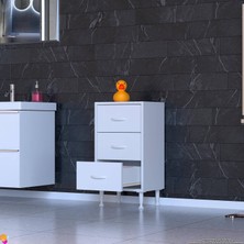 Modilayn Çok Amaçlı Dolap 3 Çekmeceli Ayaklı Dar Şifonyer Komodin