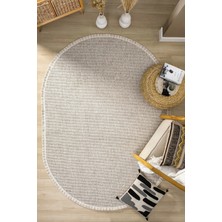 Bej Oval Dokuma Halı Salon Oturma Odası Yatak Odası Koridor Yolluk Halısı Bej Oval