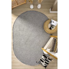 Gri Oval Dokuma Halı Salon Oturma Odası Yatak Odası Koridor Yolluk Halısı Gri Oval
