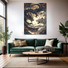 Kanvas Tablo Ev Ofis Duvar Tablosu Ejderha ve Kaplan Yeni Ev Hediyesi Kanvas Ev Dekoru