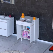 modilayn 55x88 cm 2 Kapaklı Tek Çekmeceli Çok Amaçlı Banyo Dolabı