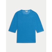 Marks & Spencer Saf Keten Dokulu T-Shirt