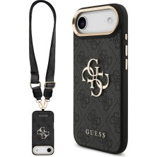 Guess iPhone 17 Air Uyumlu Kılıf Guess Orjinal Lisanslı 4g Büyük Metal Logolu Kalın Askılı Kapak Siyah