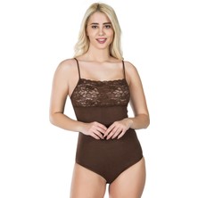 Pamuk Kumaş Ön Kısımları Geniş Dantel Işlemeli Ip Askılı Çıt Çıtlı Body Atlet