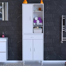 Modilayn 3 Kapaklı Tek Çekmeceli Raflı Banyo Dolabı Çok Amaçlı Dolap