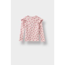 DeFacto Bisiklet Yaka Fitilli Kaşkorse Desenli Uzun Kollu Tişört Kız Bebek F3712A525AU