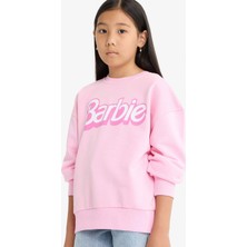 DeFacto Kız Çocuk Barbie Oversize Geniş Kalıp Bisiklet Yaka Sweatshirt F1090A825AU