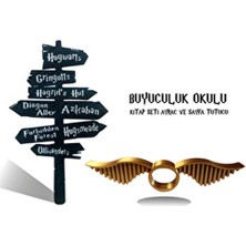 Kanvas Trade Manufacturing Harry Potter Temalı Yüzük Tasarımlı Kitap Ayracı ve Sayfa Tutucu Seti 2'li Sarı Plastik
