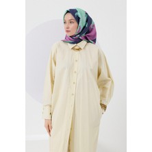 Twill Ipek Eşarp Floral Su Yeşili