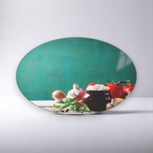 Cozy Co: Temperli Cam Elips Kesme ve Sunum Tablası, Kesme Tahtası, Kesme Tablası, Sunumluk, CKT003