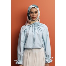 Twill Ipek Eşarp Floral Soft Mavi