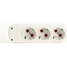 Belirtilmemiş 3'lü Topraklı Uzatma Kablolu Grup Priz 5 Metre Akım Koruma Özellikli Beyaz Renk