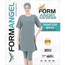Form Angel Kadın Düz Renk Büyük Beden Kısa Kollu Likralı Tesettür Mayo