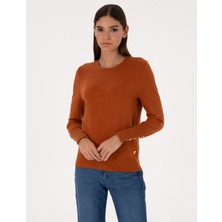 Pierre Cardin Kadın Tarçın Slim Fit Bisiklet Yaka Basic Kazak 50310735-VR191