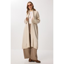 Oversize Yün Karışımlı Triko Hırka LFZ0017 Krem