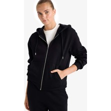 DeFacto Relax Fit Kapüşonlu Cepli Basic Fermuarlı Sweatshirt C1809AX25AU