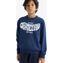DeFacto Erkek Çocuk Bisiklet Yaka Baskılı Sweatshirt F2841A825AU