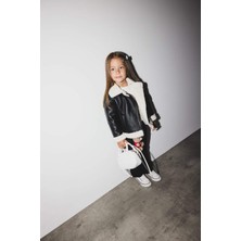 DeFacto Kız Bebek Rüzgar Geçirmez Su Geçirmez Gömlek Yaka Pelüş Astar Fermuarlı Cepli Suni Deri Mont E9042A525AU