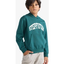 DeFacto Kapüşonlu İçi Yumuşak Tüylü Baskılı Sweatshirt Erkek Çocuk D3033A825AU