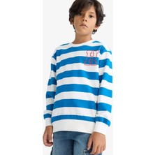 DeFacto Bisiklet Yaka Çizgili Sweatshirt Erkek Çocuk F4694A825AU