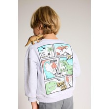 DeFacto Erkek Bebek Bisiklet Yaka Dinozor Baskılı İçi Yumuşak Tüylü Sweatshirt F5020A525AU