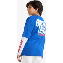 DeFacto Oversize Geniş Kalıp Bisiklet Yaka Sırt Baskılı Uzun Kollu Tişört Erkek Çocuk F1962A825AU