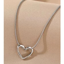 Çelik Kalp Silver Kolye