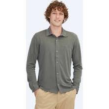 Haki Düz Regular Fit Casual Gömlek