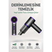 18000 Pa Şarjlı Araç Içi Süpürge Yüksek Emişli Yeşil Işık Teknolojili Kablosuz Oto Temizlik Cihazı