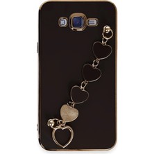 Samsung Galaxy J7 Elegant Charm Case (Kalpli Zincirli Kılıf) Elegant Silicone Cover - Siyah
