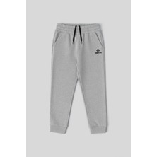 Gri Melanj Standart Fit Manşetli Ince Erkek Çocuk Eşofman Alt - 11205