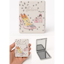 Topuklu Ayakkabı Tasarımlı Simli Büyüteçli Pratik Mini Cep Çanta Makyaj Aynası