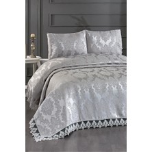 Çeyiz Diyarı Jakarlı Şönil Yatak Örtüsü Gri