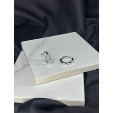 Gümüş Halka Kemik Tasarım Çelik Küpe