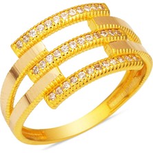 3 Sıra Kaburga 14 Ayar Altın Yüzük