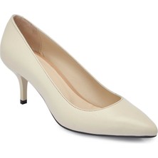Tergan Krem Hakiki Deri Kadın Stiletto - K24S1AY67737-A68