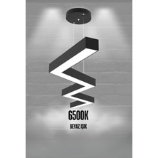 Zigzag ( Siyah Kasa, Beyaz Işık ) Ledli Modern LED Avize, Salon, Mutfak, Oturma Yatak Odası, Sarkıt