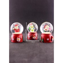 3 Adet Yılbaşı Noel Baba ve Kardan Adam Temalı Mini Boy Işıklı Kar Küresi 6,5 cm A