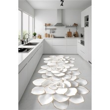Dijital Baskı Çiçek Desen Lazer Kesim Dekoratif Halı 80 x 80 cm Yıkanabilir Modern Polipropilen