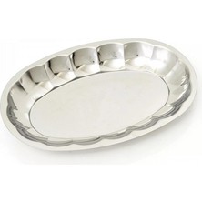 2 Adet 430 Kalite Paslanmaz Çelik Kayık Tabak 21X14 cm – Derinlik 2,5 cm