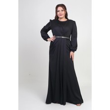 Kadın Kruvaze Yaka Görünümlü Pileli Astarlı Uzun Saten B.b. Elbise