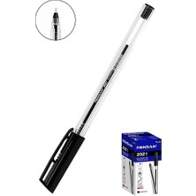 Siyah Tükenmez Kalem 2021 1.0mm 1 Adet Pensan Şeffaf Üçgen Gövde Plastik Kapaklı Tükenmez Kalem Büro Ofis